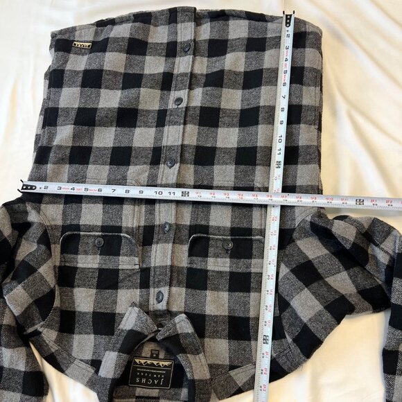 Jachs New York Black & Gray Plaid Shirt Jacket Size M Wool Blend Mens Outerwear - Picture 8 of 12